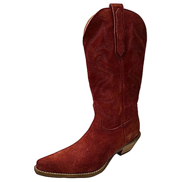 Dingo Ladies Out West Tall Western Boots Cranberry Leather Embroidered 9.5 - Picture 2 of 10